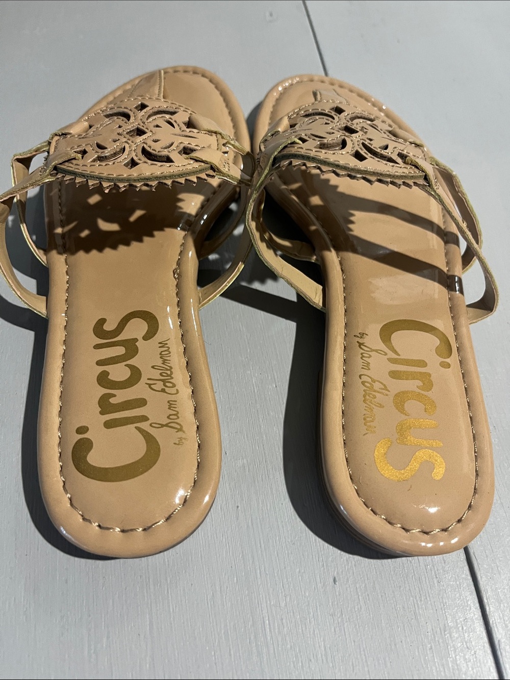 Circus by Sam Edelman Beige Cutout Medallion Thong Sandals - Picture 13 of 14